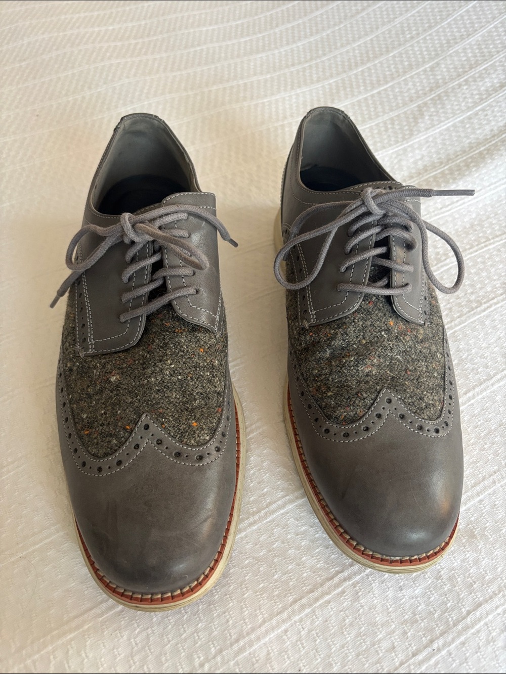 Cole Haan Gray Leather & Tweed Wingtip Oxfords